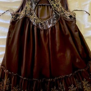 Free people brown sequins blouse Size L